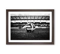 Football Pitch Ball Framed Print | A2 Walnut Framed Wall Art | Ready to Hang | Modern Sport Picture | Living Room Bedroom Lounge Office
