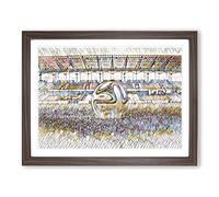 Football Pitch Ball Modern BG Framed Print | A4 Walnut Framed Wall Art | Ready to Hang | Modern Sport Picture | Living Room Bedroom Lounge Office