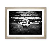 Football Pitch Ball Modern CB Framed Print | A4 Oak Framed Wall Art | Ready to Hang | Modern Sport Picture | Living Room Bedroom Lounge Office