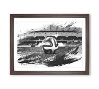 Football Pitch Ball V1 Modern Framed Print | A2 Walnut Framed Wall Art | Ready to Hang | Modern Sport Picture | Living Room Bedroom Lounge Office