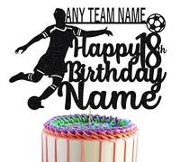 Football Player cake Topper Personalised With Your Favourite Team, Name & Age (Black)