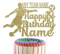 Football Player cake Topper Personalised With Your Favourite Team, Name & Age (Gold)