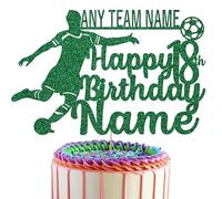 Football Player cake Topper Personalised With Your Favourite Team, Name & Age (Green)