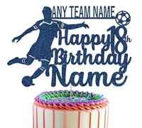 Football Player cake Topper Personalised With Your Favourite Team, Name & Age (Marine)