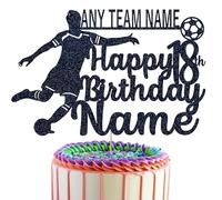 Football Player cake Topper Personalised With Your Favourite Team, Name & Age (Navy)