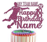 Football Player cake Topper Personalised With Your Favourite Team, Name & Age (Pink)