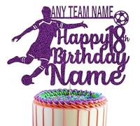 Football Player cake Topper Personalised With Your Favourite Team, Name & Age (Purple)