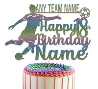Football Player cake Topper Personalised With Your Favourite Team, Name & Age (rainbow)