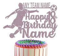 Football Player cake Topper Personalised With Your Favourite Team, Name & Age (Rose Gold)