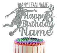 Football Player cake Topper Personalised With Your Favourite Team, Name & Age (Silver)