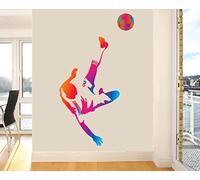 Football Player Overhead Kick Design Art Vinyl Full Colour Wall Sticker - Lving Room Kitchen Decal Transfer - Jumbo - 130cm x 78cm - Select Size Below