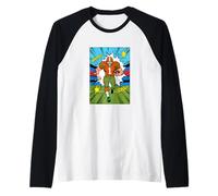 Football Player Running Classic Comic Book Raglan Baseball Tee
