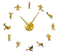Football Players Contemporary DIY Oversized Wall Clock Soccer Game Large Clock Watch Kids Football Fans Living Room Wall Decor(Gold,47inch)