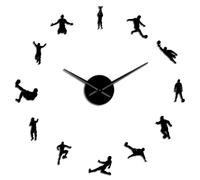 Football Players Contemporary DIY Oversized Wall Clock Soccer Game Large Clock Watch Kids Football Fans Living Room Wall Decor(Black,27inch)