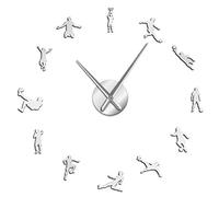 Football Players Contemporary DIY Oversized Wall Clock Soccer Game Large Clock Watch Kids Football Fans Living Room Wall Decor(Silver,27inch)