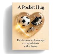 Football Pocket Hugs with Motivational Card, Heart Shape Football Gift, Acrylic Good Luck Keepsake Gifts for Boys Men, Sports Pocket Greeting Card for Team Athletes, Coaches