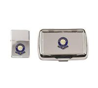 Football Polished Chrome Tobacco Tin and Stormproof Petrol Lighter Birmingham