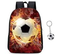 Football-Printed School Bag,Backpack Schoolbags for Boys,Casual Sport Daypack Primary School Large Capacity Bookbags,Perfect as a School Bag ,Includes a Laptop Pocket, Compartments and a Hole,2pcs (4)