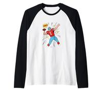 Football Quarterback Throwing for Touchdown Classic Comic Raglan Baseball Tee