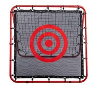 Football Rebounder Net 100x100cm - Double-Sided Adjustable Kickback Target Rebound Net for Training - Foldable Portable Rebounder Football Equipment for Kids & Adults (Red)