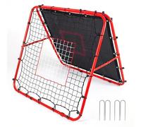 Football Rebounder Net Double Sided 100X100X87cm Adjustable Soccer Goal Kickback Target Portable Football Training Equipment Soccer-Door for Children Kids Play Teaching Red
