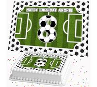 FOOTBALL RECTANGLE BIRTHDAY PERSONALISED A4 SIZED ICING EDIBLE LARGE CAKE TOPPER DECORATION RF-1208