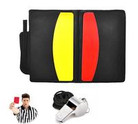 Football Referee Cards Kit, Including Stainless Steel Whistle, Red and Yellow Warning Cards, Foldable PU Card Holder, PVC Card and Pencil, Soccer Accessories for Games Party Sports Coach Cosplay