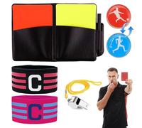 Football Referee Set, Referee Card Set with Football Whistle, Yellow and Red Card, 2 Captain's Sports Ref Kit Score Book for Football Soccer Match