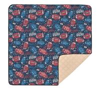 Football Retro Dark Blue Large Non-Slip Baby Activity Play Mat for Indoor Outdoor Cozy Breathable Newborns Kicking Mat for Newborns Babies Infants Toddlers, 50'' x 50''