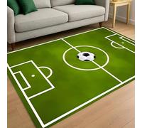 Football Rug for Boys,80x150cm, Sports Themed Boys Girls Room Rugs, Green Grass Football Field Creative Kids Room Decoration, Football Gaming Sports Carpet, Washable Rugs for Living Room Bedroom