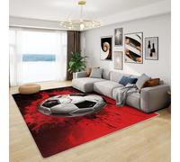 Football Rug for Boys Bedroom - Football Rug, Sports Rugs for Living Room Bedroom, Washable Non Slip Soft Square Carpet, Patterned Area Rugs & Home Decor 120x120 cm