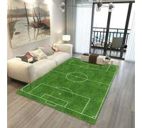 Football Rug for Boys Bedroom, Kids Sports Theme Green Football Pitch Soccer Print, Non-slip Washable Gamer Gaming Flannel Floor Mat Classroom Playroom Accessories Room Decor (Sage Green,120x160cm)