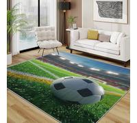 Football Rug - Sports Soccer Field Small Rugs for Bedroom 50x80, Ball game boys kids Floor Mat Soft Washable Non Slip Indoor Mats, Football Home Decor
