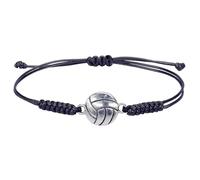 Football Rugby Bracelets Silver Plated Handmade Charm Basketball Baseball Volleyball Sport Balls Team Players Adjustable Braided Rope Bracelets for Women Men Sports Fans Fashion Jewelry Gifts, M