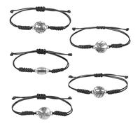 Football Rugby Bracelets Silver Plated Handmade Charm Basketball Baseball Volleyball Sport Balls Team Players Adjustable Braided Rope Bracelets for Women Men Sports Fans Fashion Jewelry Gifts, M