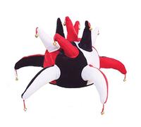 Football Rugby Jester Hat With Bells (Black Red and White)