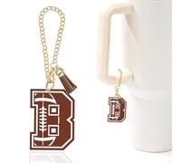 Football Rugby Letter Charm Accessories for Stanley Cup Football Initial Keychain Charm for Stanley Tumbler,Purse Backpack,Football Gifts for Teen Boys Girls Mom Coach Rugby Lovers