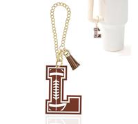 Football Rugby Letter Charm Accessories for Stanley Cup Football Initial Keychain Charm for Stanley Tumbler,Purse Backpack,Football Gifts for Teen Boys Girls Mom Coach Rugby Lovers