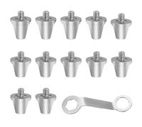 Football Rugby Studs,12 PCS Metal Studs for Football Boots 13mm/15mm Replacement Stud Compatible with Adidas Other Rugby Stud Includes Silver Wrench for Easy Installation
