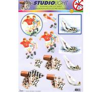 Football, Sailing & Games 3D Die Cut Decoupage Sheet - NO Cutting Required