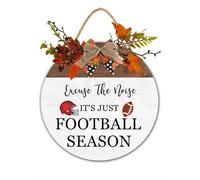 Football Season Decor Sign Excuse the Noise It is Football Season Hanging Sign Funny Wooden Front Door Hanger for Harvest Thanksgiving Porch Indoor Outdoor Home Decorations 30x30 CM