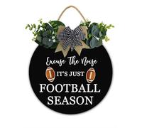 Football Season Decor Sign Excuse the Noise It is Football Season Hanging Sign Funny Wooden Front Door Hanger for Harvest Thanksgiving Porch Indoor Outdoor Home Decorations 28x28 CM
