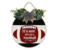 Football Season Decor Sign It is Not Fall Without Football Hanging Sign Football Theme Wooden Front Door Hanger for Harvest Thanksgiving Porch Indoor Outdoor Home Decorations 28x28 CM
