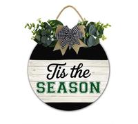 Football Season Decor Sign Tis The Season Hanging Sign Football Theme Wooden Front Door Hanger for Harvest Thanksgiving Porch Indoor Outdoor Home Decorations 30x30 CM