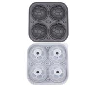 Football Shapes Ice Cubes Tray with Lid 4 Cavities Silicone 3D Big Ice | Football Shapes Ice Cube Tray with Lid Silicone 3D Big Ice Ball Maker 4 Cavities Soccer Ball Shaped for Cocktails