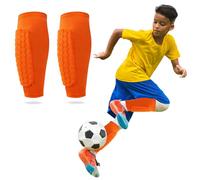 Football Shin Pads Boys, Shin Guard Sleeves Featuring Collision Avoidance Breathable Lightweight Character, Suitable for Protecting the Calves of Boys and Girls (Orange, S)