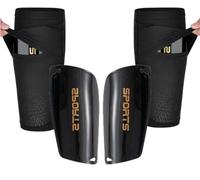 Football Shin Pads for Kids Teens Adults Shin Pads with Insert Pocket Cushion Protector Reduce Shock and Injury for Team Sports