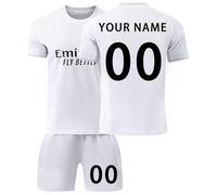 Football Shirts Soccer Jersey Personalised Name, Number, Team Name for Men Women Kids 24 25 Home Away DIY T-Shirt Sports Outfit Gift B-Black