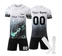 Football Shirts Soccer Jersey Personalised Name, Number, Team Name for Men Women Kids 24 25 Home Away DIY T-Shirt Sports Outfit Gift A-White