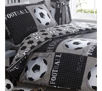 Shoot, Football Single Bedding 138x200 cm - 50/50 Polyester/Cotton, Machine Washable - Bold Football Net Design - Code 3580